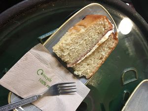 Vegan Victoria sponge- delicious  at The Emporium in Yeovil