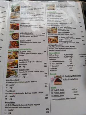 menu 2 at Sindbad in Mui Ne