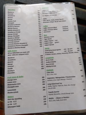 menu 1 at Sindbad in Mui Ne