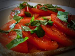 Caprece with home grown basil at Alaya Retreat Centre in Torrelles De Foix