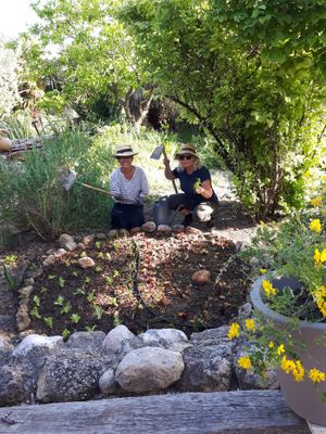 our yin and yang circle with lettuce at Alaya Retreat Centre in Torrelles De Foix