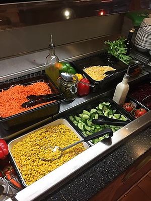 Salad and veggie bar at Legoland - Bricks Family Restaurant in Carlsbad