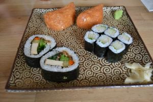 Sushi plate included in luch special at Cha-Ya in Berkeley