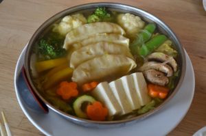 Taku-Sui (vegetables , potstickers, glass noodles) - included in lunch special at Cha-Ya in Berkeley