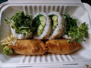 Vegan roll and Inari. Yum yum at Cha-Ya in Berkeley