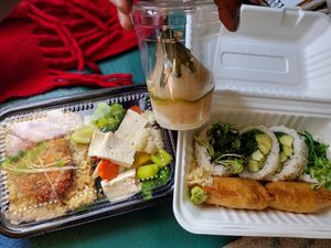 I ate all this as one meal, haha! Starting w dessert😋 at Cha-Ya in Berkeley