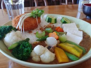 $13 Curry Lunch Special : Good size, decent flavor, the mashed potato crochette was amazing! at Cha-Ya in Berkeley