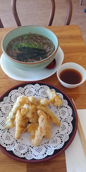 $15.00 Vegetable Tempura with buckwheat noodle soup at Cha-Ya in Berkeley