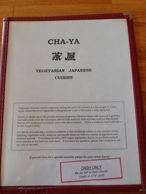 Menu 1 of 4 at Cha-Ya in Berkeley