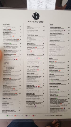 Menu at Cafe Georg in Cebu
