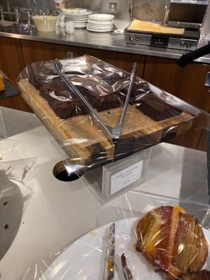 Vegan chocolate brownie at Foyles Bookshop Cafe in London