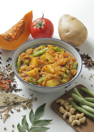 Roasted Pumpkin and Potatoes with added beans cooked with fragrant spices   at Veganersworld 莘咖哩  in Tainan