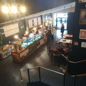 Looking down at the counter from upstairs at Munch in Palmerston North