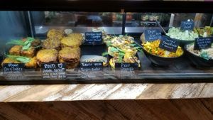 Cabinet savoury items & salads. at Munch in Palmerston North