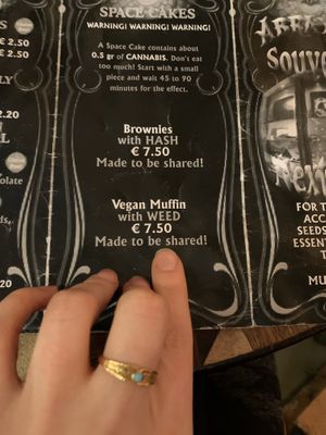 Menu at Abraxas in Amsterdam