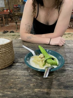 banana and coconut dessert, to die for  at Hilltop in Koh Muk