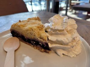 Blueberry pie with whipped soy cream at Espresso House - Oslo S Flytogterminalen in Oslo