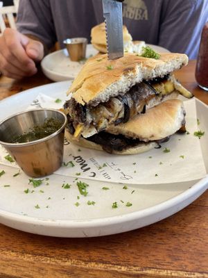 Sweet & Salty Panini (sub aioli with pesto)  at Café Del Mar in Bocas Del Toro
