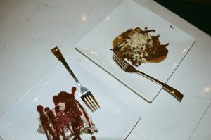 Caramel Fudge Cheesecake, Raspberry Swirl Cheesecake  at Community Restaurant in Oakville