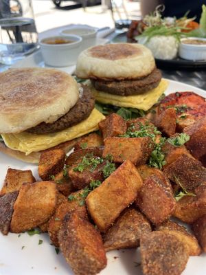 Hollandaise Benny Sausage Plate  at Community Restaurant in Oakville