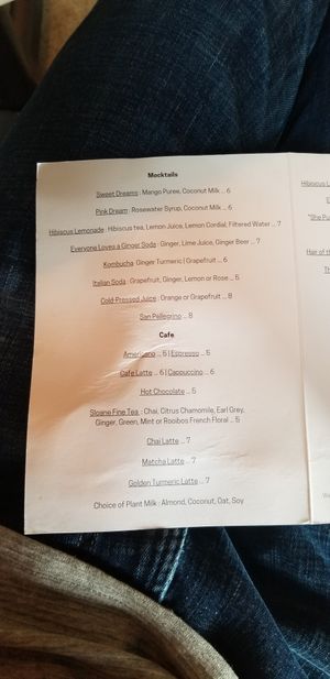 Part of the drinks menu at Community Restaurant in Oakville