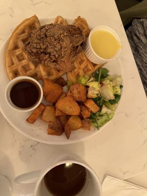 Vegan Chik’n and Waffles   at Community Restaurant in Oakville