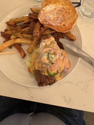 Vegan Chik’n Burger and Fries   at Community Restaurant in Oakville