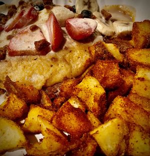 Vegan banoffee pancakes  at Community Restaurant in Oakville