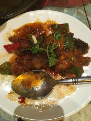 Mushroom in sweet and sour sauce starter at Chutnify in Lisbon