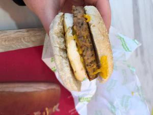 Sausage, egz and cheeze muffin  at Miami Burger Test Kitchen in Reading