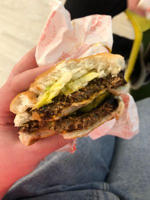 Double mb with cheeze - half eaten haha  at Miami Burger Test Kitchen in Reading