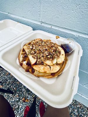 Apple Waffle with oaths and more. at ROOTED in Pleasant Hill