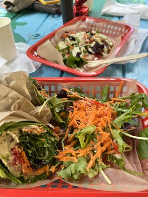 Fala-tones (very good!) rainbow wrap (healthy dose of veggies for the day)  at Aguacate in Miami