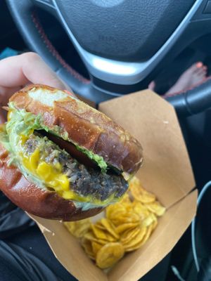 Mushroom burger  at Aguacate in Miami