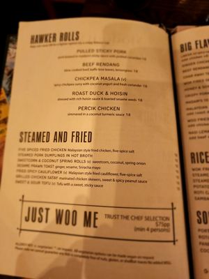 Menu 2 June 2024 at Madam Woo in Hamilton