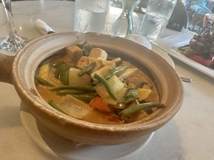 Get the clay pot made with tofu. Delicious!  at The Vault in Savannah