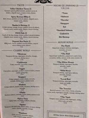 Menu - Part 2 at The Vault in Savannah