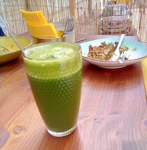 Spinach smoothie at Cabane  in Lisbon