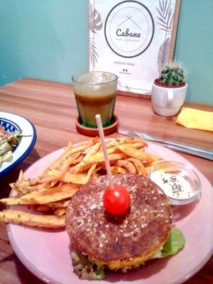 One of the best vegan hamburgers at Cabane  in Lisbon