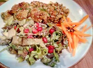 Proper salad and hot veggies mix at Cabane  in Lisbon