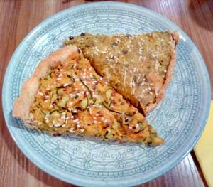 Oven heated vegan pies with crunchy bread at Cabane  in Lisbon