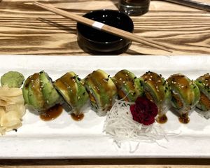 Vegan Crave Roll: carrot, spinach, asparagus, cucumber, avocado, sesame dressing 💚  at CRAVE in Edina