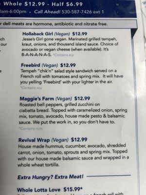 Vegan sandos from the deli   at New Moon Natural Foods in Truckee