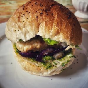 Vegan chicken burger 7,50€ at Little Cheese Shop in Tralee