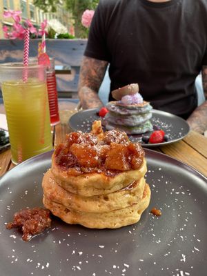 Pumpkin and Blueberry pancakes  at Mugs & Mermaids in The Hague