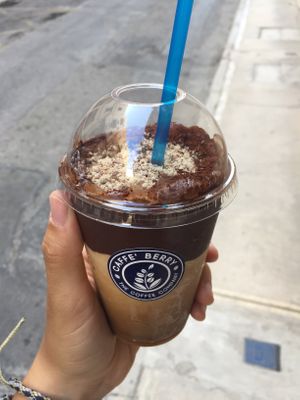 Iced mocha hazelnut with almond milk  at Caffè Berry in Sliema
