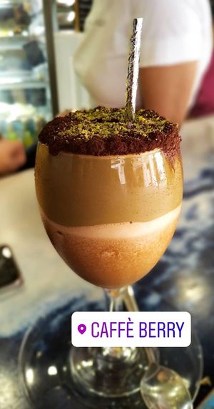 Iced coffee with pistachio cream at Caffè Berry in Sliema