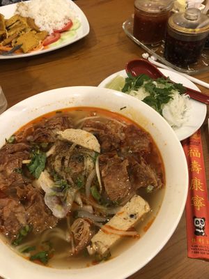 Vegan pho with tofu skins and vegan chicken substitute  at Lam's Vietnamese Restaurant in Sioux Falls