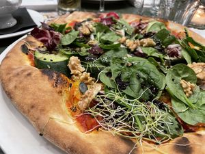 Pizza with a lot of vegetables   at Molino Pizzeria Ristorante in Vevey