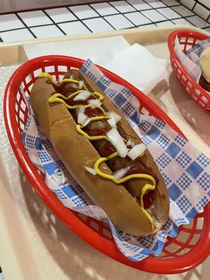 Classic hotdog  at Lord of the Fries - King St in Melbourne